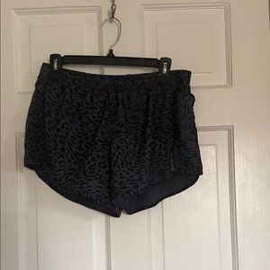Reebok Black Leopard-Print Athletic Shorts